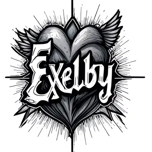 The Word Exelby With Heartbeat Line