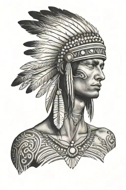 Nude Man With Indian Headdress
