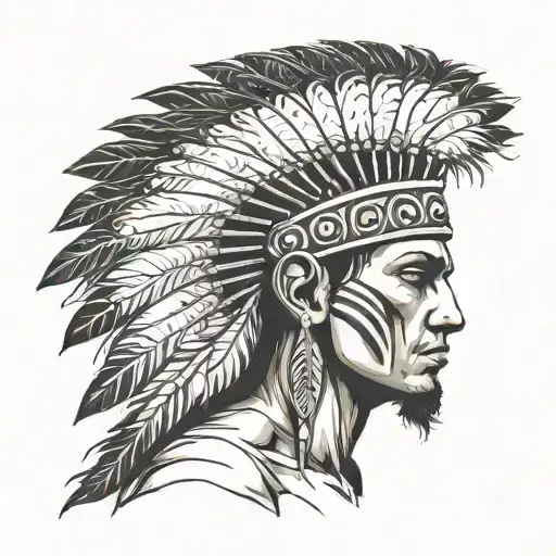 Nude Man With Indian Headdress