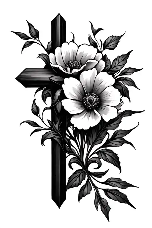 Cross With Flowers Blooming
