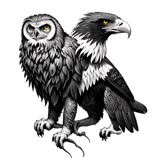 Full Arm Tattoos Eagle Lion With Owl