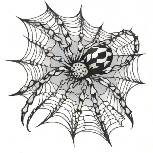 Ice Crystal Spider On Snowflake Spider Web