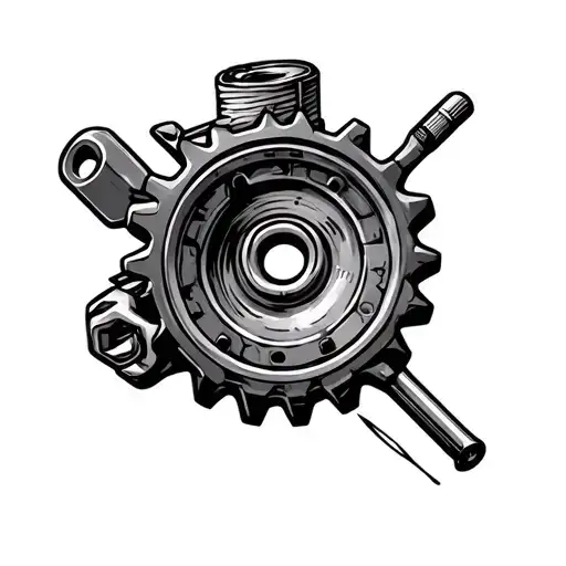 Tattoo For Mechanic Inclusing A Sprocket And Tools