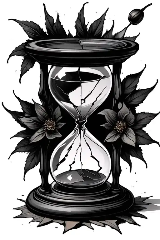 Broken Hour Glass Representing Loss Of Time
