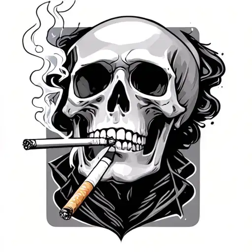 Skeleton Smoking Cigarette