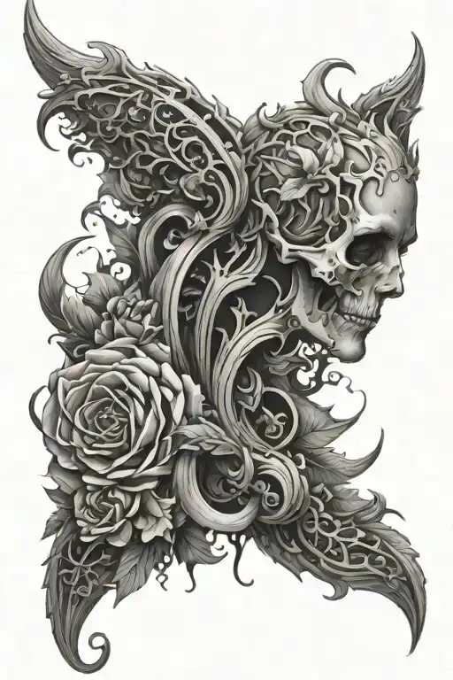 Art Themed Spine Tattoo Design