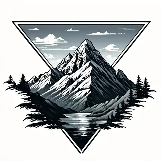 Mountain Landscape In A Triangle Frame