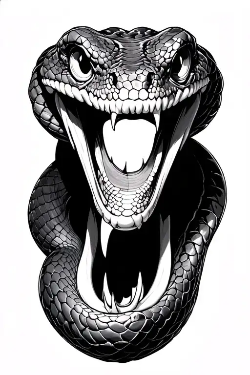 Snake Head With Mouth Close Outside The Human Skin