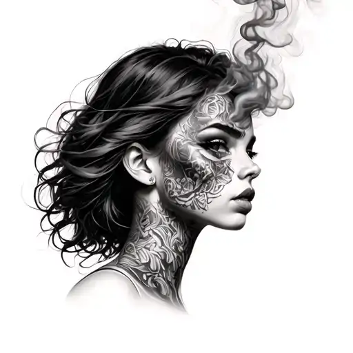 Girl With Smoke Covering Her