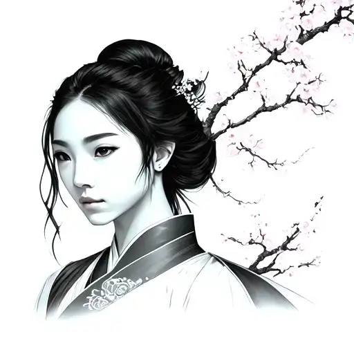 Realistic Version Of Mulan With A Cherry Blossom Tree