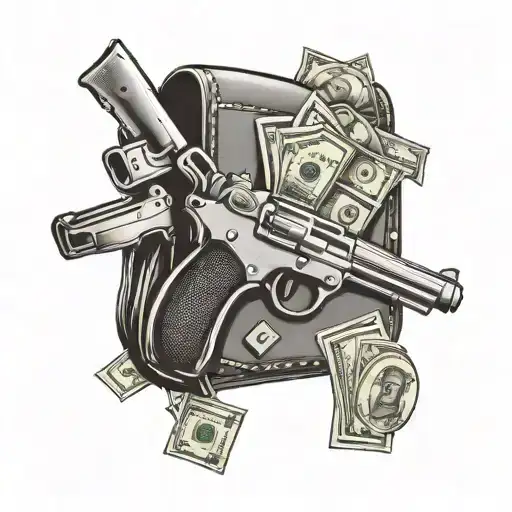 Gun And Money Bag
