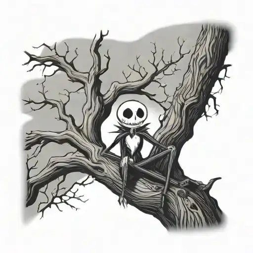 Jack Skellington Sitting In A Dead Tree