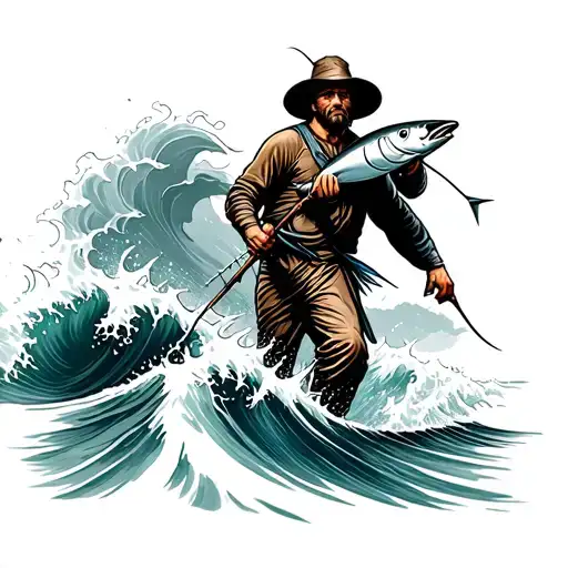 Commercial Fisherman Battling Fierce Waves