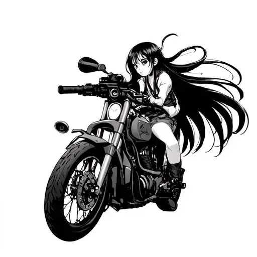 Anime Girl With A Sniper Aiming On A Motorbike
