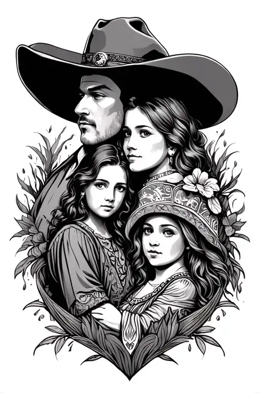 Western Style Tattoos With Family And Tolling