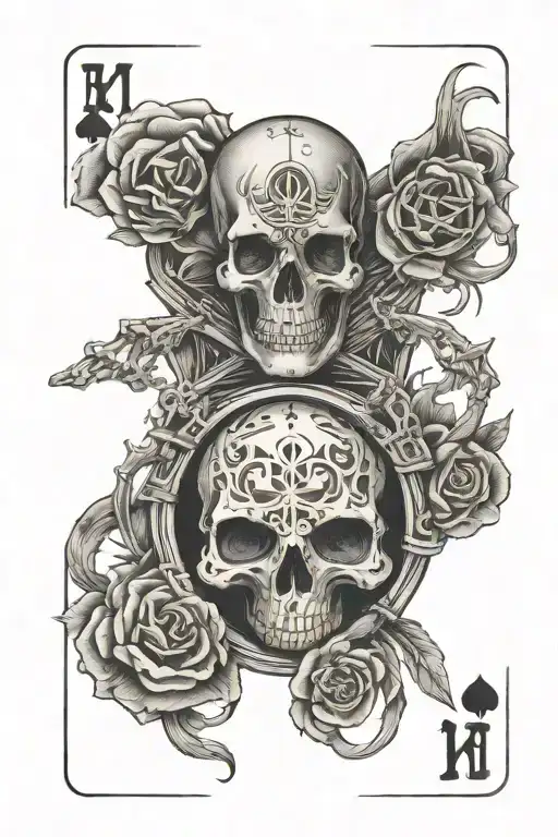 Playing Cards Skeleton Peace Sign Intertwined