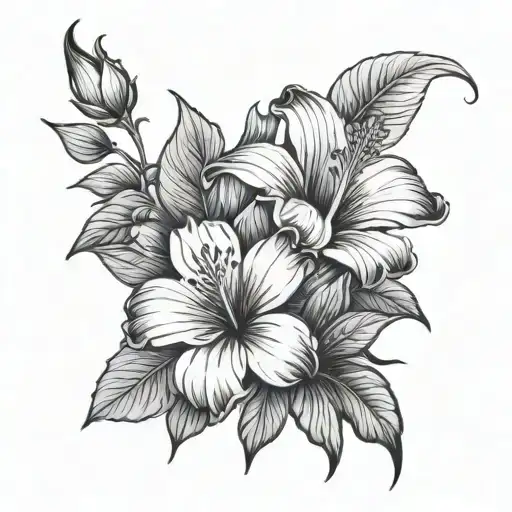 Lilly Flower And Hibiscus Flower Bouquet