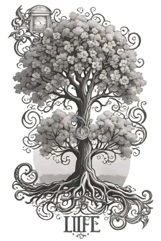 Tree Of Life Tattoo On Chest With Roman Numbers And Name Salvatore