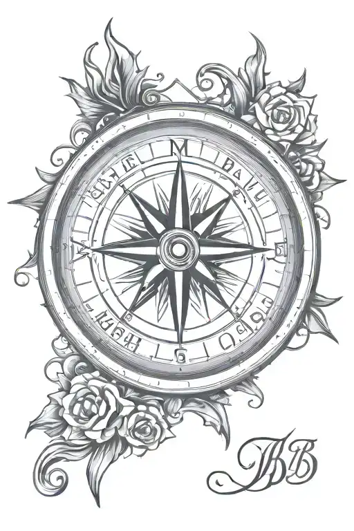Compass With Jb Eb Initials Incorporated