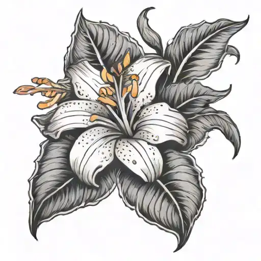 Lilly Flower With Hibiscus Flower Surrounded