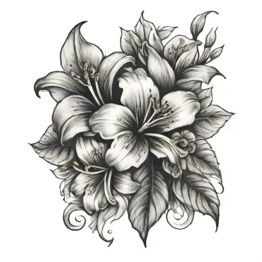 Lilly Flower With Hibiscus Flower Bouquet
