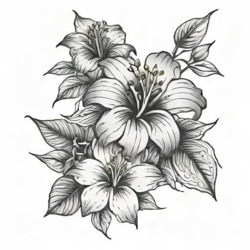 Lilly Flower With Hibiscus Flower Garden