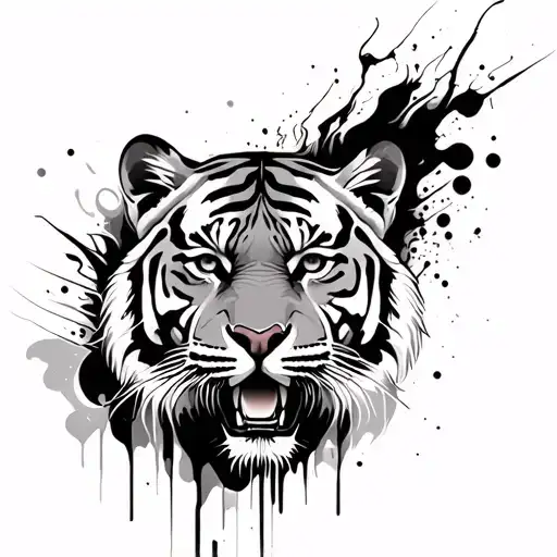 Tiger Abstraction Trash Polka Style