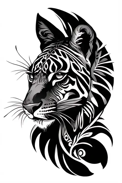 Traditional African Tattoo Combination Of Animal Inspired