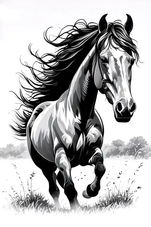 Horse Galloping Through A Field