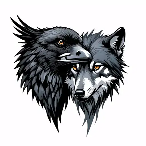 Raven And And Wolf