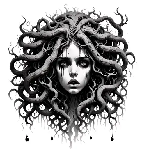 Crying Medusa And Tears Fall On The Poisonous Tree