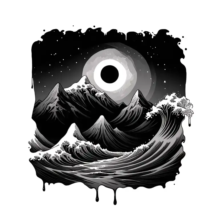 Wave Circle Dripping Into Mountains