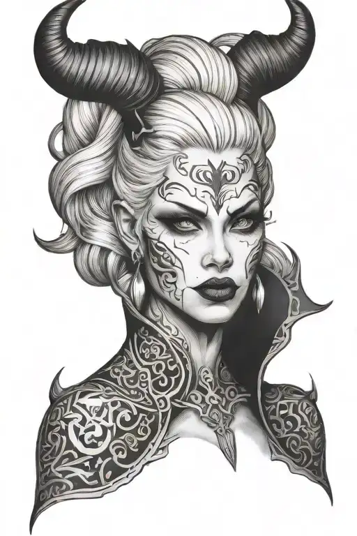Woman Devil Face White Hair