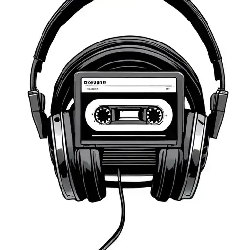 Cassette Tape Inside Headphones Surrounded