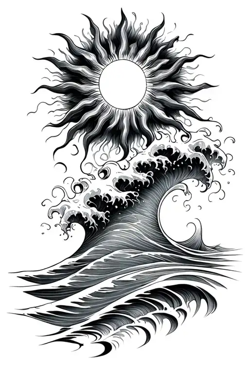 Sun And Waves Merging