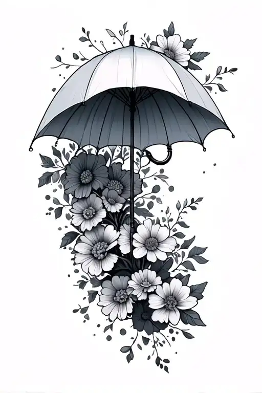 Upside Down Umbrella With Flowers Coming Out