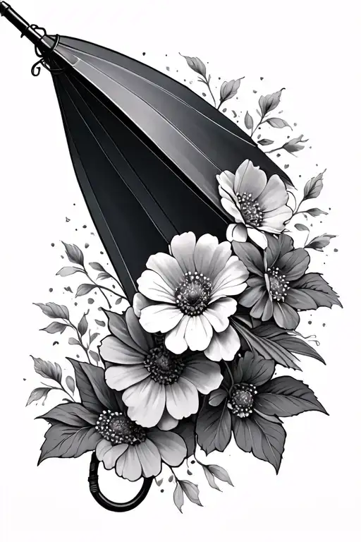 Upside Down Umbrella With Flowers Coming Out Of The Top