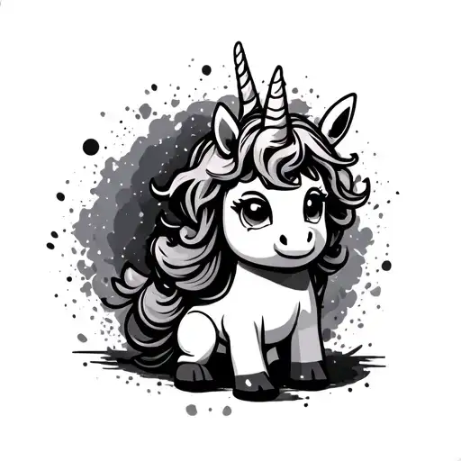 Cute Chubby Sitting Unicorn Splash Color