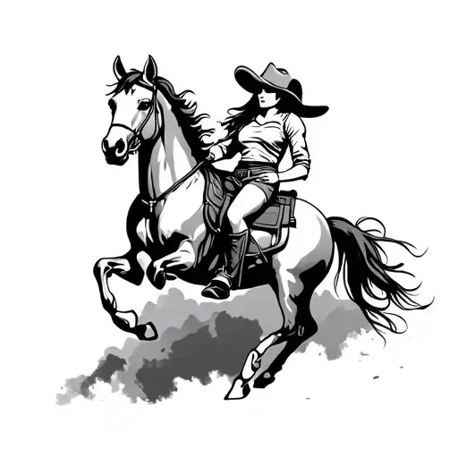 Cowgirl Riding A Horse Running