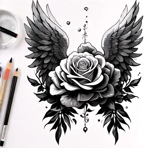 Cloud And Roses Under Angel Wing