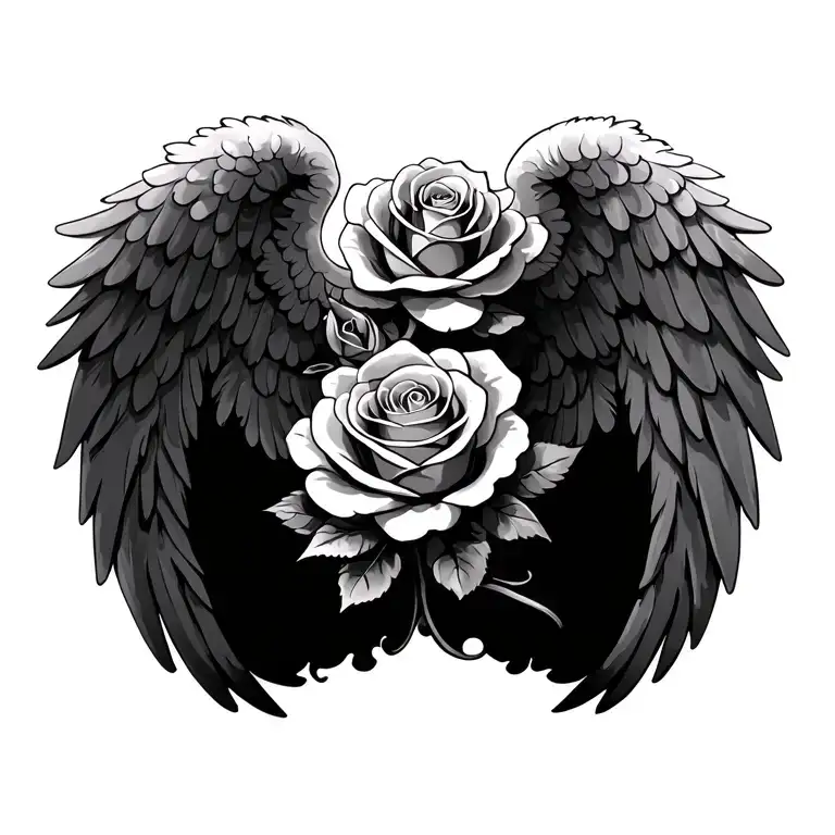 Clouds And 3 Roses Under 1 Angel Wing