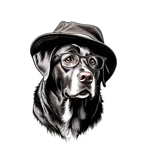 Labrador With Hat And Glasses