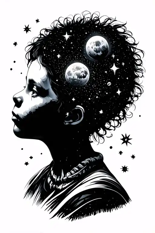 Tiny Human Siluette Looking Up To The Universe