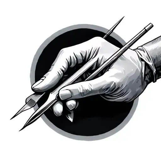 Surgeon's Hand Holding Scalpel