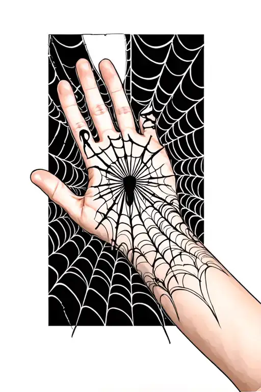 Spider Web On Hand With A Half Sleeve