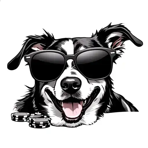 Dog Playing Poker With Sunglasses Smiling