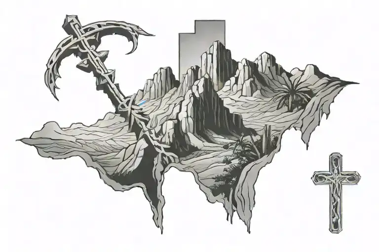 Arizona Mountain With Jesus Cross