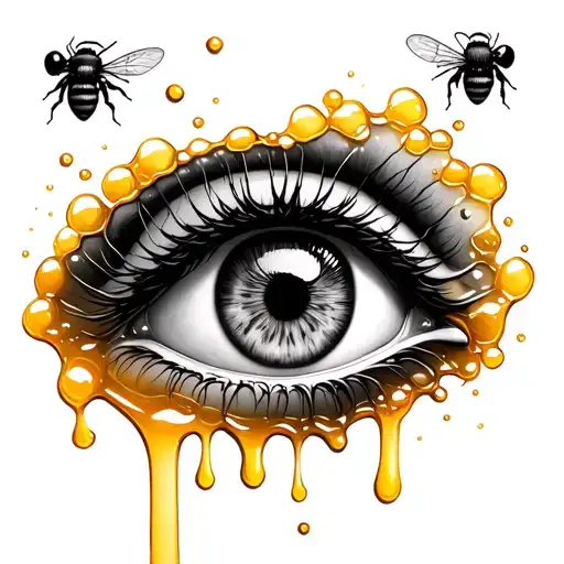 An Eye Dripping Honey And Bees Crawling Out