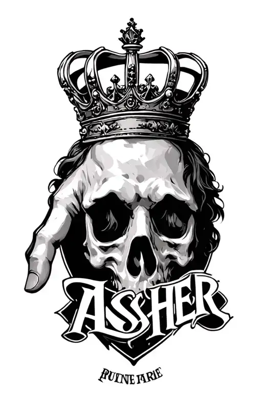 A Hand Piece With The Name Asher And A Prince Crown And Some Sort Of Background