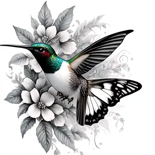 Hummingbird And Butterfly